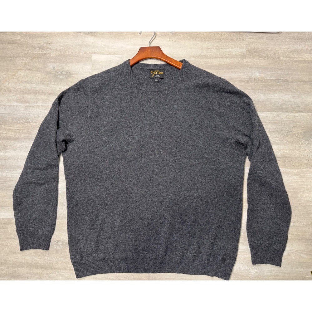 J.Crew Mens XL 100% Cashmere Crewneck Sweater Charcoal Gray AZ965 FA21